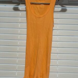 Orange Ribbed Tank Top